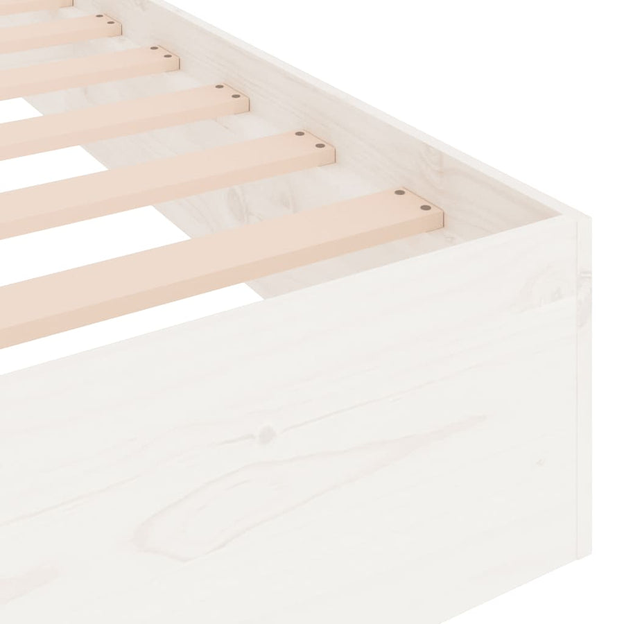 Bedframe Massief Hout Wit 140X190 Cm