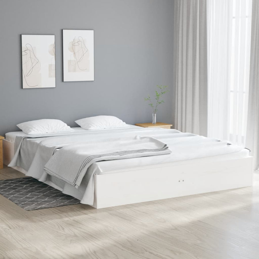 Bedframe Massief Hout Wit 140X190 Cm