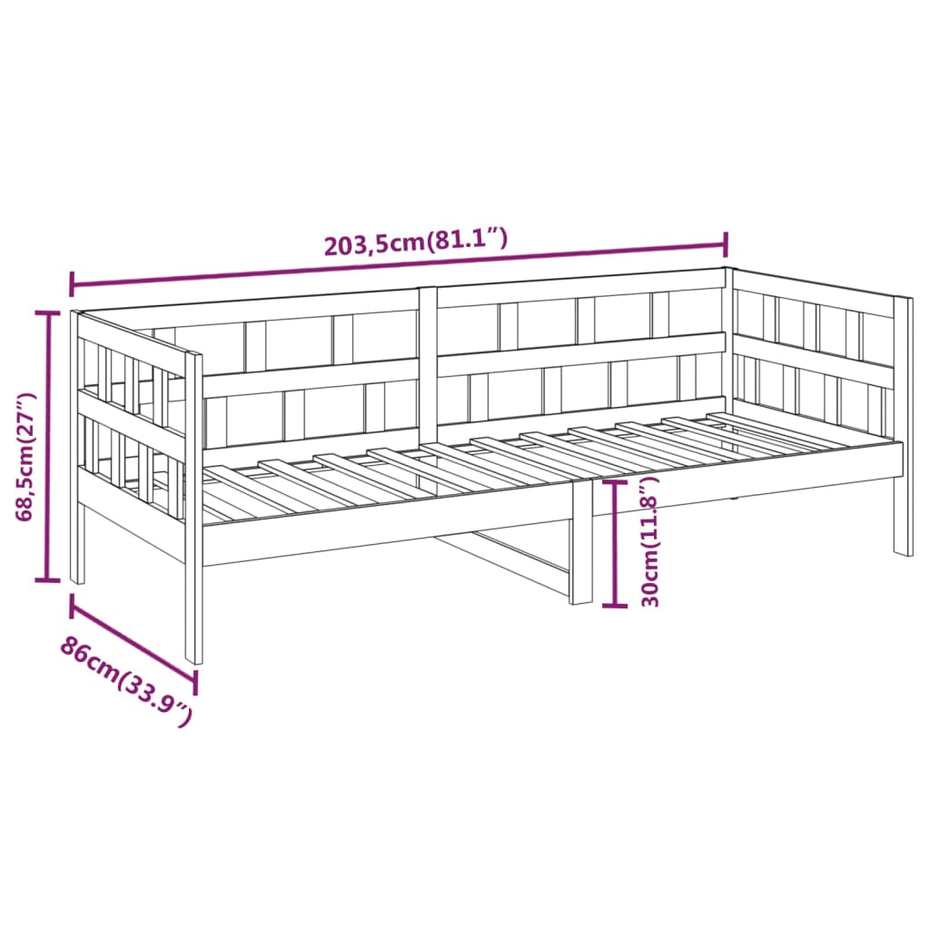 Slaapbank Massief Grenenhout Wit 80X200 Cm