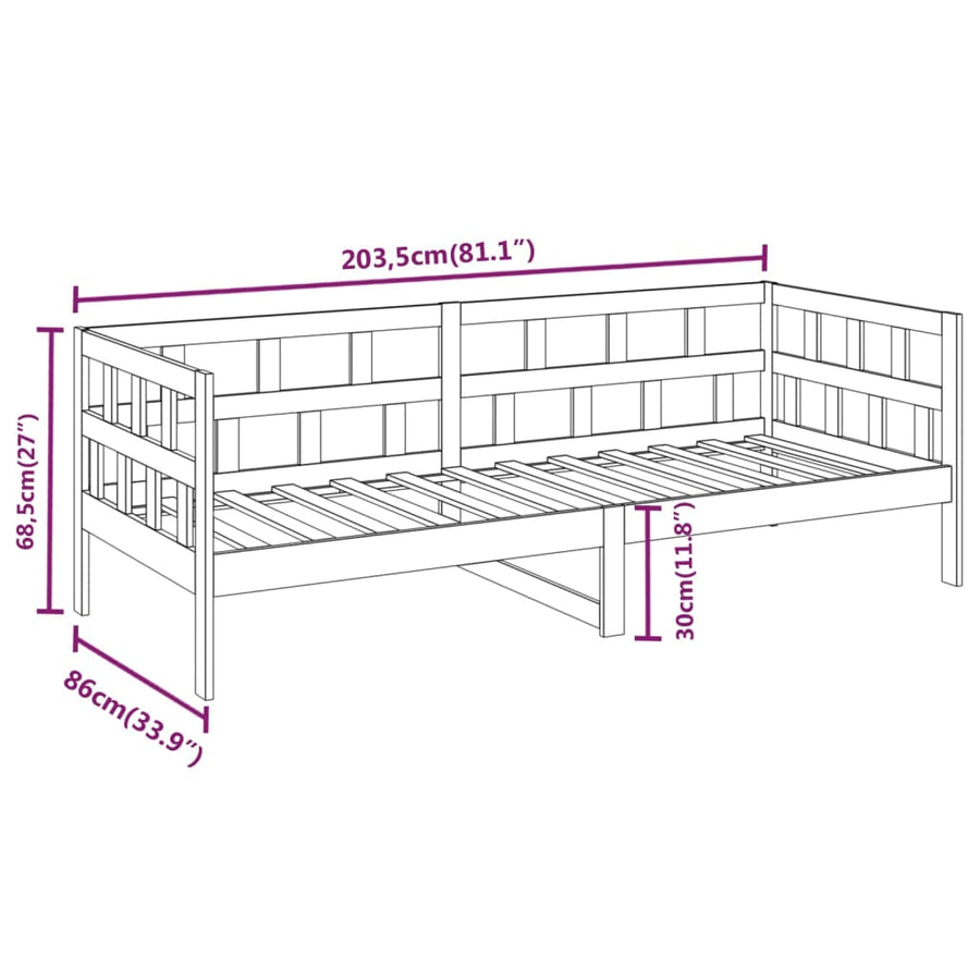Slaapbank Massief Grenenhout Wit 80X200 Cm