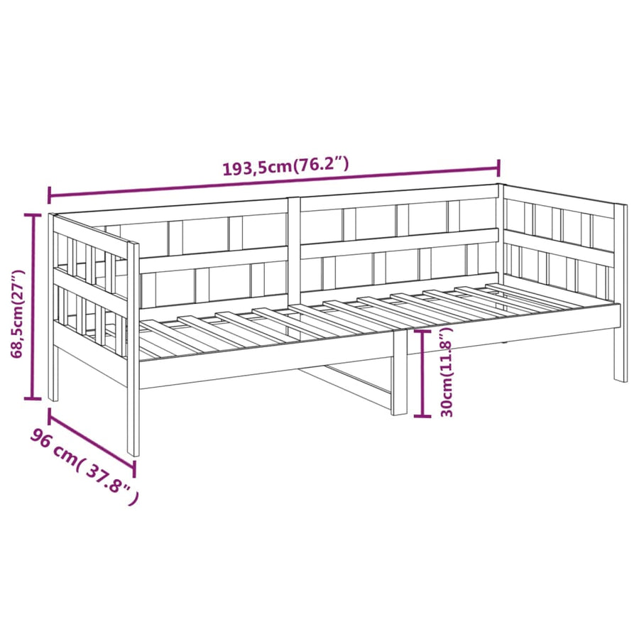 Slaapbank Massief Grenenhout Wit 90X190 Cm