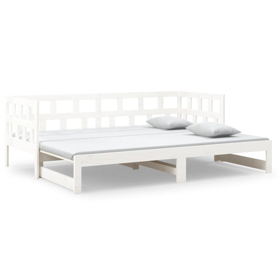 Slaapbank Uitschuifbaar Massief Grenenhout Wit 2X(90X200) Cm