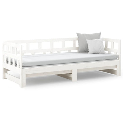 Slaapbank Uitschuifbaar Massief Grenenhout Wit 2X(90X200) Cm