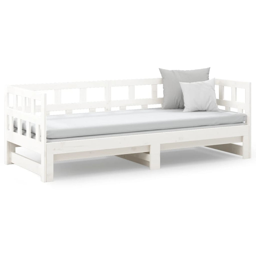 Slaapbank Uitschuifbaar Massief Grenenhout Wit 2X(90X200) Cm