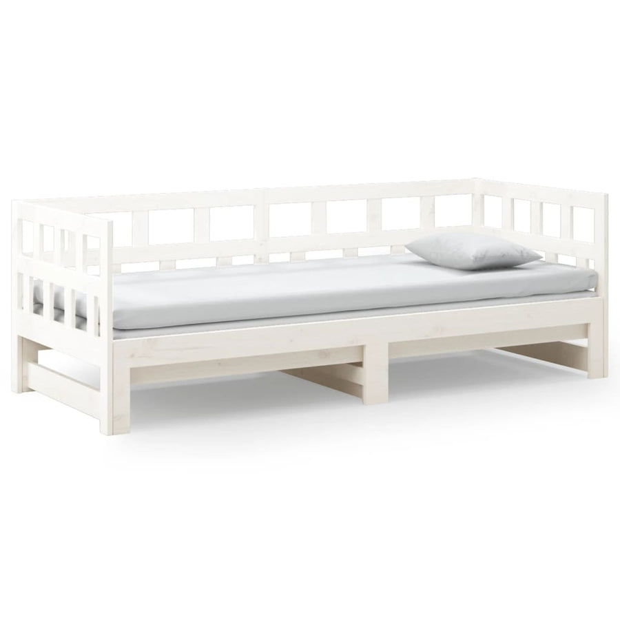 Slaapbank Uitschuifbaar Massief Grenenhout Wit 2X(90X200) Cm