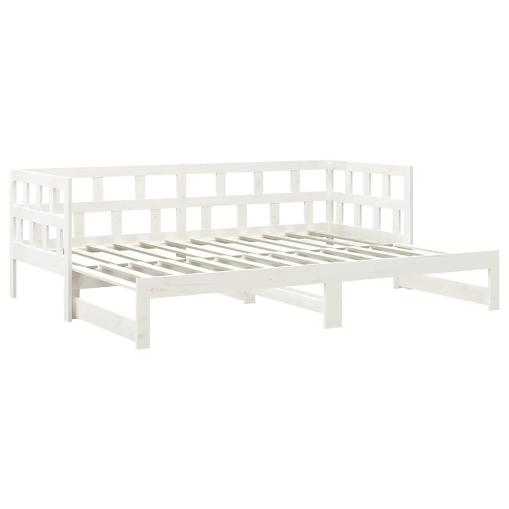 Slaapbank Uitschuifbaar Massief Grenenhout Wit 2X(90X200) Cm
