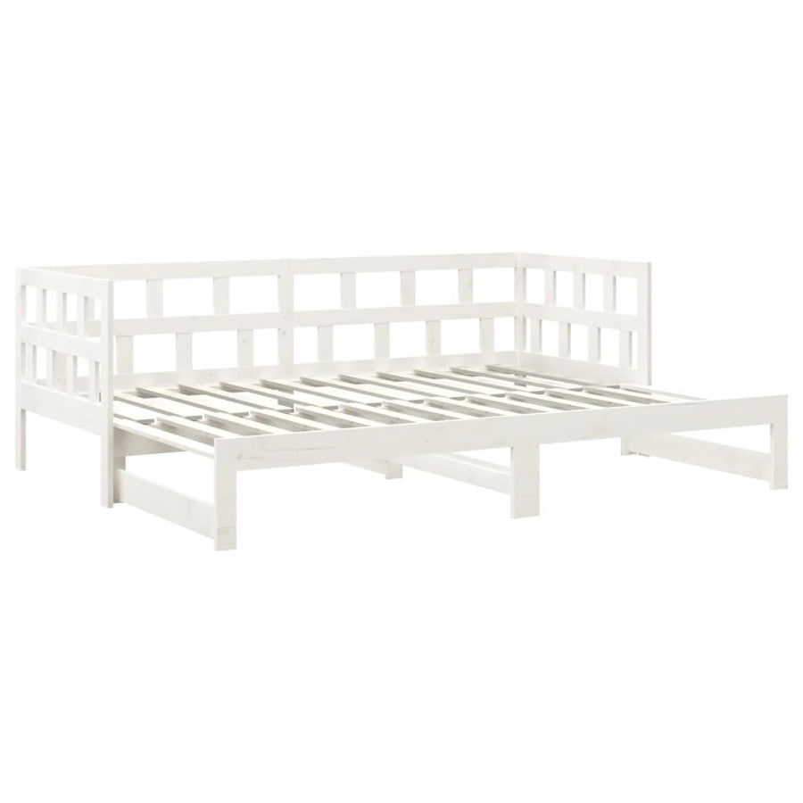Slaapbank Uitschuifbaar Massief Grenenhout Wit 2X(90X200) Cm