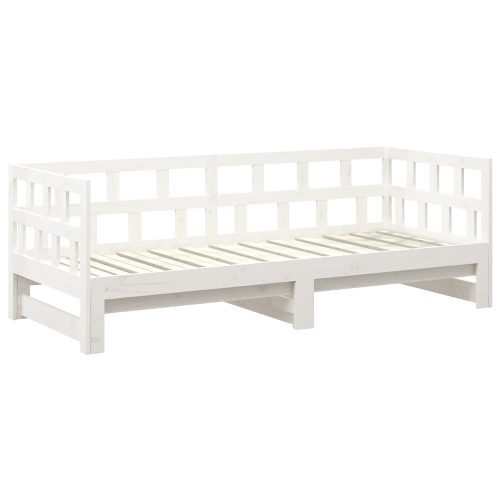 Slaapbank Uitschuifbaar Massief Grenenhout Wit 2X(90X200) Cm