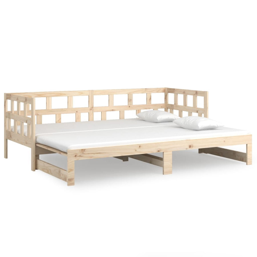 Slaapbank Uitschuifbaar Massief Grenenhout 2X(80X200) Cm 80 x 200 cm Naturel
