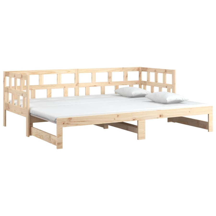 Slaapbank Uitschuifbaar Massief Grenenhout 2X(80X200) Cm 80 x 200 cm Naturel