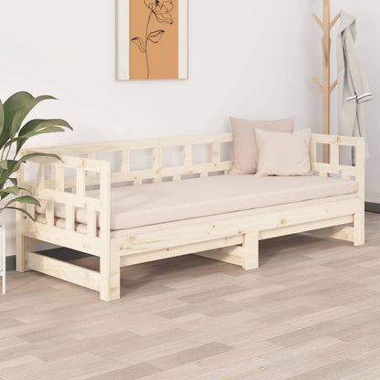 Slaapbank Uitschuifbaar Massief Grenenhout 2X(80X200) Cm 80 x 200 cm Naturel