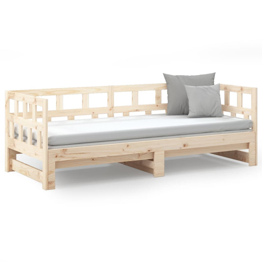Slaapbank Uitschuifbaar Massief Grenenhout 2X(80X200) Cm 80 x 200 cm Naturel