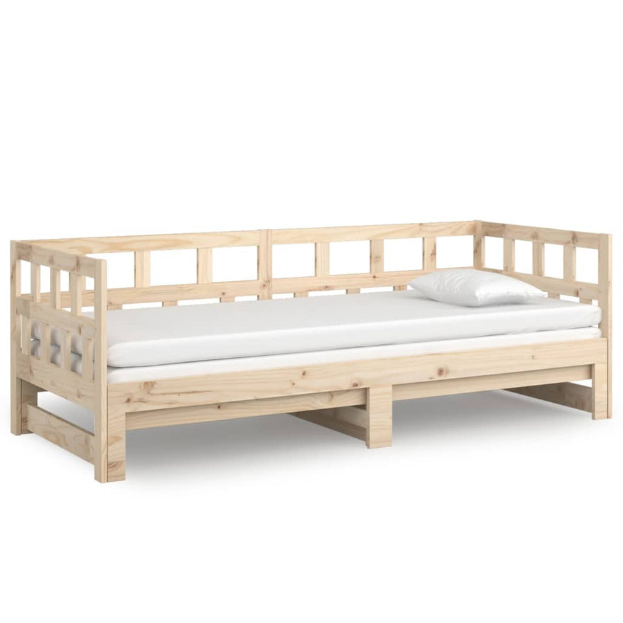 Slaapbank Uitschuifbaar Massief Grenenhout 2X(80X200) Cm 80 x 200 cm Naturel