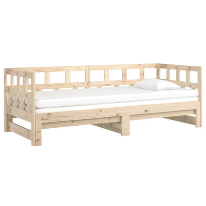 Slaapbank Uitschuifbaar Massief Grenenhout 2X(80X200) Cm 80 x 200 cm Naturel
