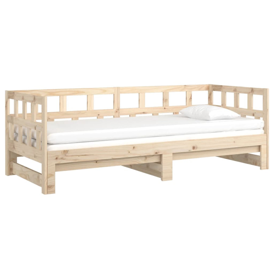 Slaapbank Uitschuifbaar Massief Grenenhout 2X(80X200) Cm 80 x 200 cm Naturel