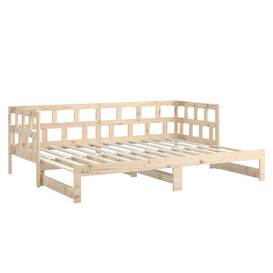 Slaapbank Uitschuifbaar Massief Grenenhout 2X(80X200) Cm 80 x 200 cm Naturel