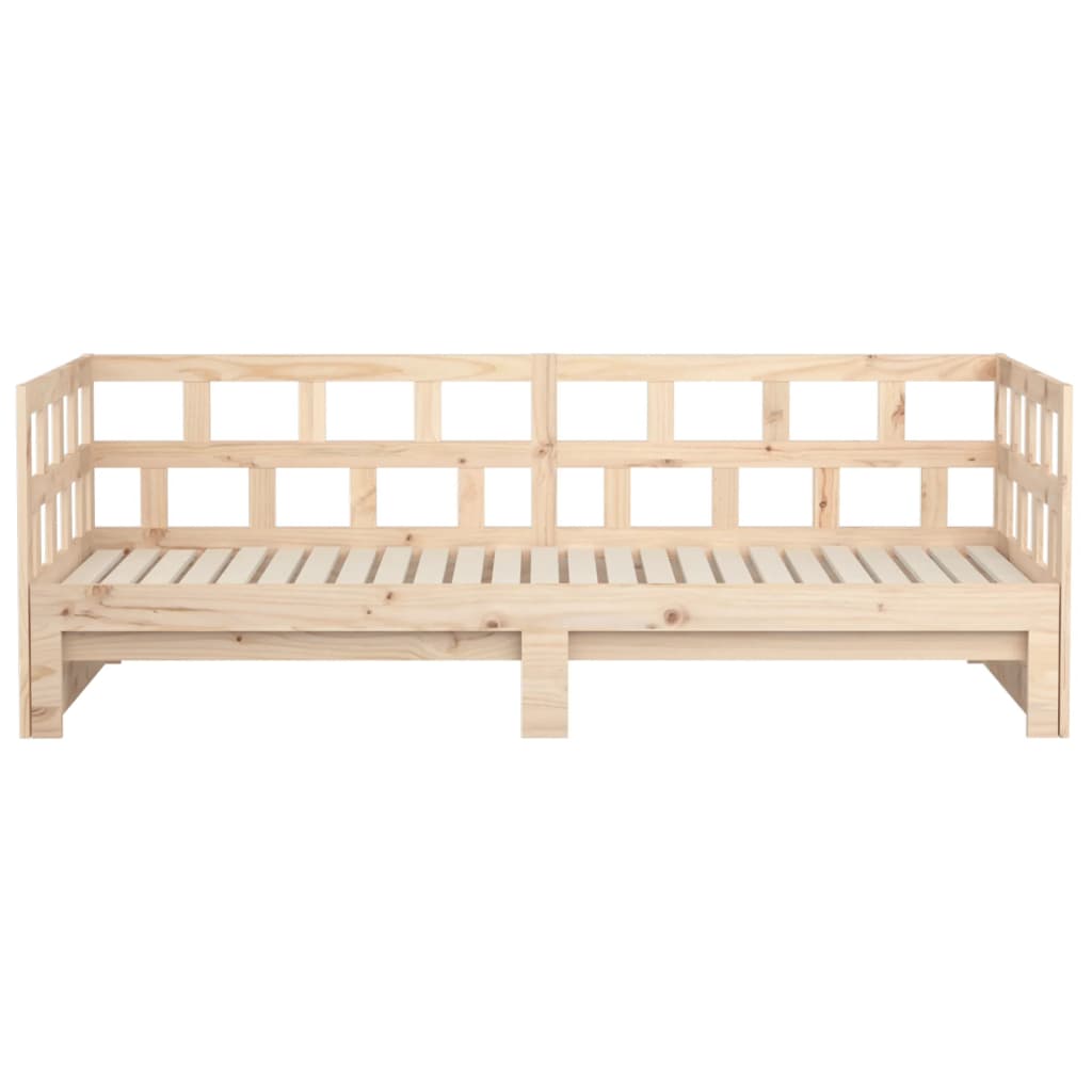 Slaapbank Uitschuifbaar Massief Grenenhout 2X(80X200) Cm 80 x 200 cm Naturel