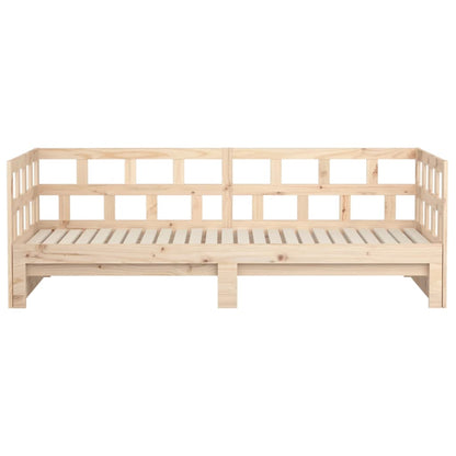 Slaapbank Uitschuifbaar Massief Grenenhout 2X(80X200) Cm 80 x 200 cm Naturel