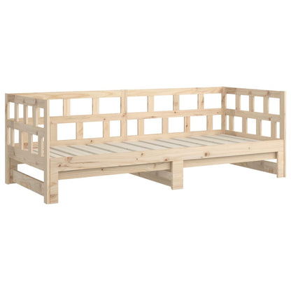 Slaapbank Uitschuifbaar Massief Grenenhout 2X(80X200) Cm 80 x 200 cm Naturel