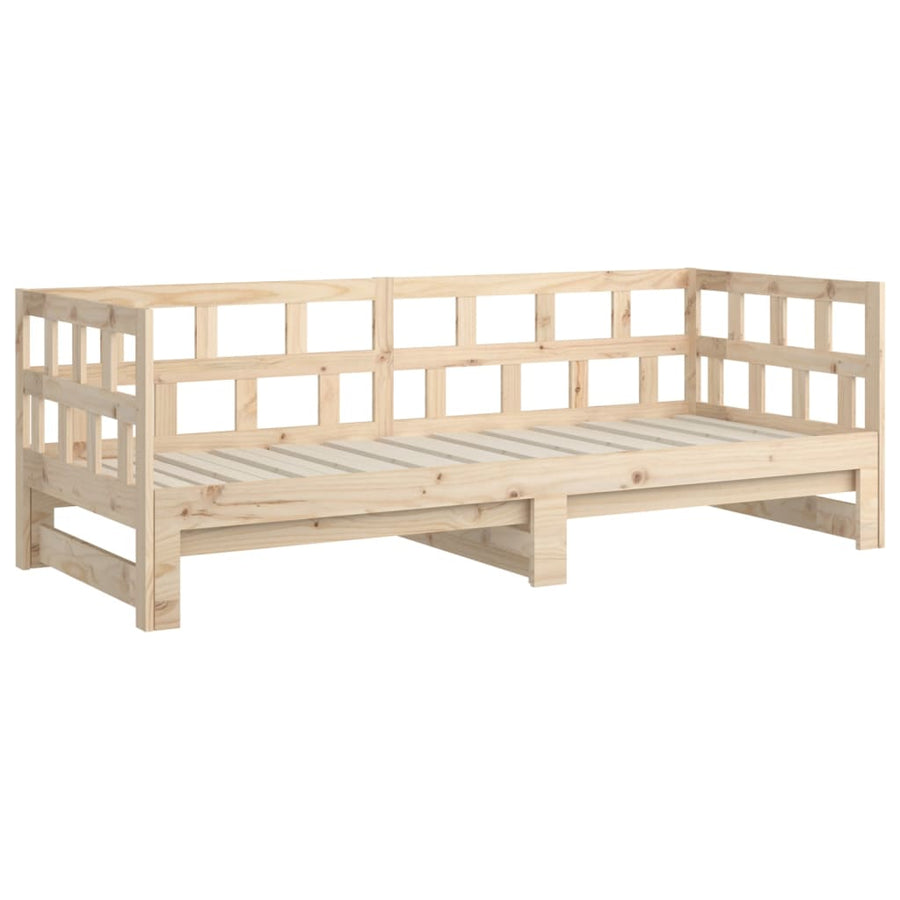 Slaapbank Uitschuifbaar Massief Grenenhout 2X(80X200) Cm 80 x 200 cm Naturel