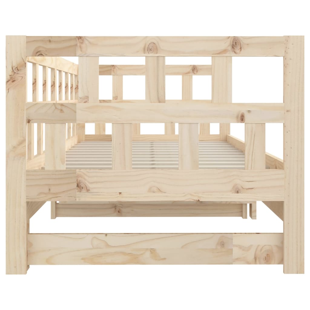 Slaapbank Uitschuifbaar Massief Grenenhout 2X(80X200) Cm 80 x 200 cm Naturel