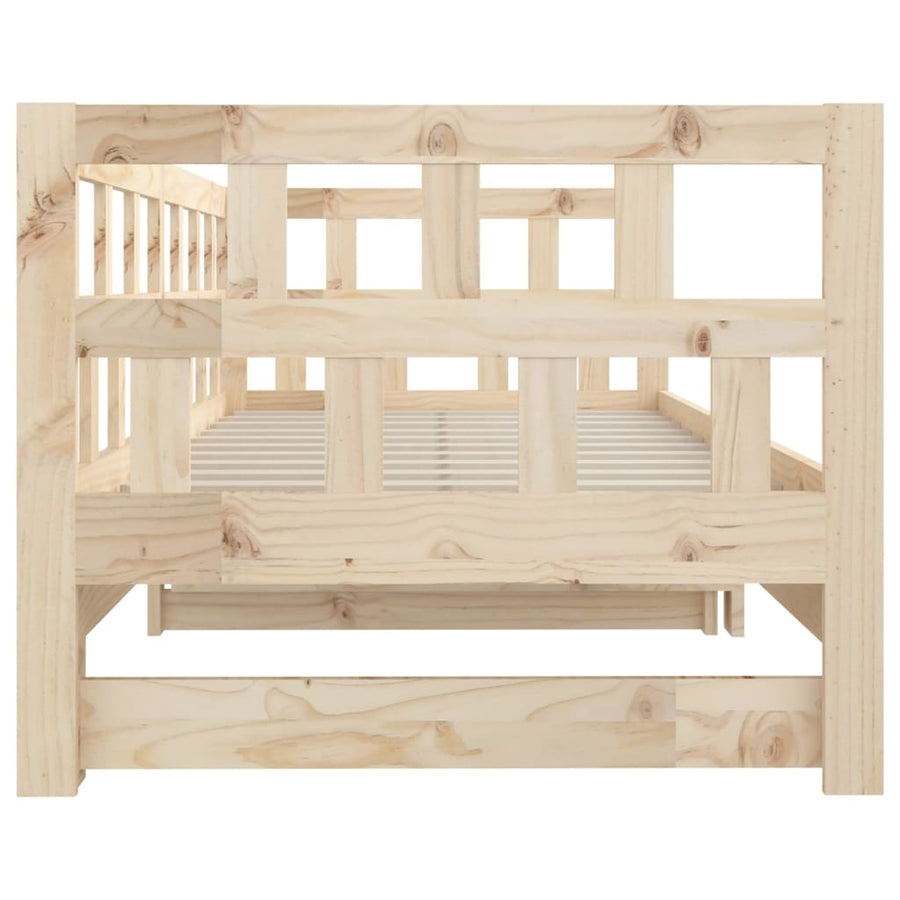 Slaapbank Uitschuifbaar Massief Grenenhout 2X(80X200) Cm 80 x 200 cm Naturel