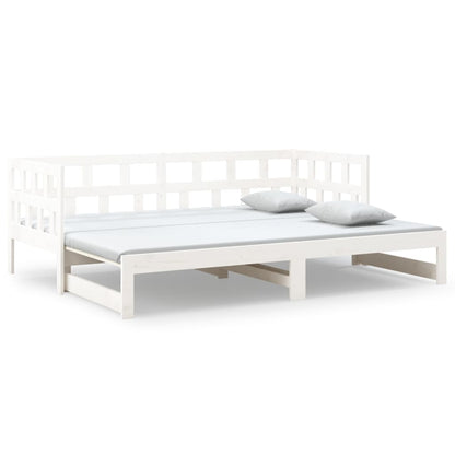 Slaapbank Uitschuifbaar Massief Grenenhout 2X(80X200) Cm 80 x 200 cm Wit
