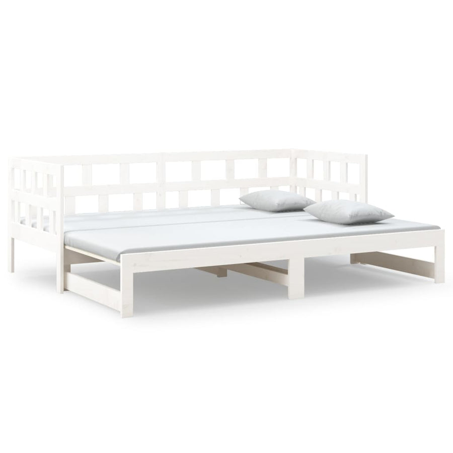 Slaapbank Uitschuifbaar Massief Grenenhout 2X(80X200) Cm 80 x 200 cm Wit