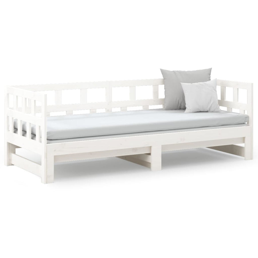 Slaapbank Uitschuifbaar Massief Grenenhout 2X(80X200) Cm 80 x 200 cm Wit