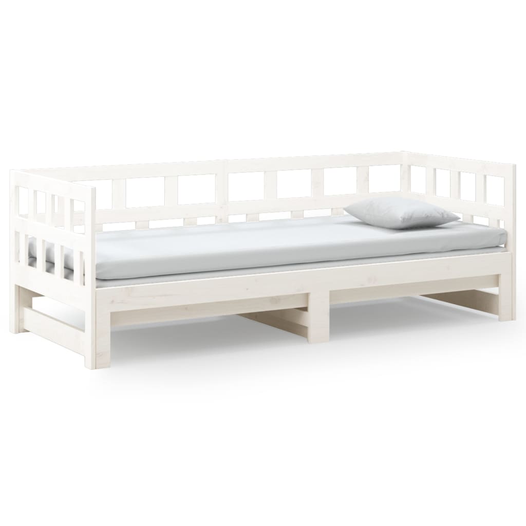 Slaapbank Uitschuifbaar Massief Grenenhout 2X(80X200) Cm 80 x 200 cm Wit