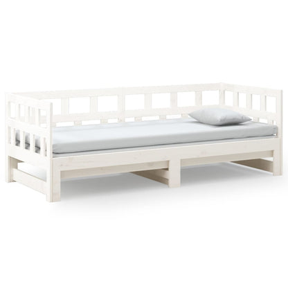 Slaapbank Uitschuifbaar Massief Grenenhout 2X(80X200) Cm 80 x 200 cm Wit