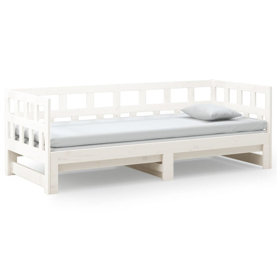 Slaapbank Uitschuifbaar Massief Grenenhout 2X(80X200) Cm 80 x 200 cm Wit
