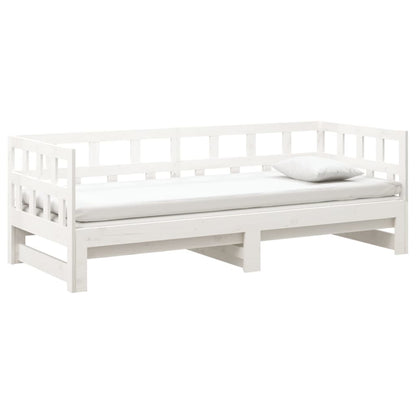 Slaapbank Uitschuifbaar Massief Grenenhout 2X(80X200) Cm 80 x 200 cm Wit