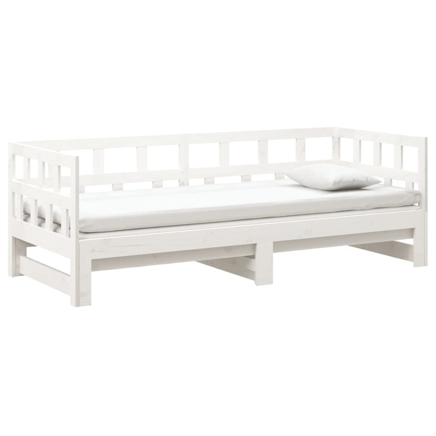 Slaapbank Uitschuifbaar Massief Grenenhout 2X(80X200) Cm 80 x 200 cm Wit