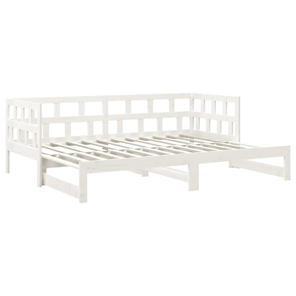 Slaapbank Uitschuifbaar Massief Grenenhout 2X(80X200) Cm 80 x 200 cm Wit