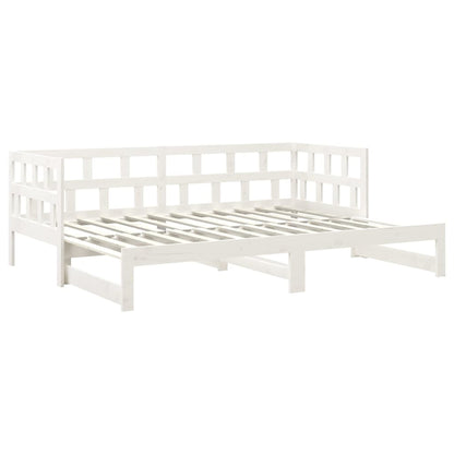 Slaapbank Uitschuifbaar Massief Grenenhout 2X(80X200) Cm 80 x 200 cm Wit