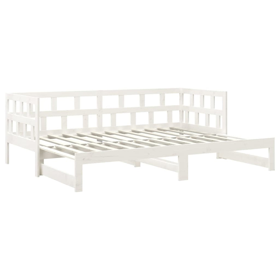 Slaapbank Uitschuifbaar Massief Grenenhout 2X(80X200) Cm 80 x 200 cm Wit