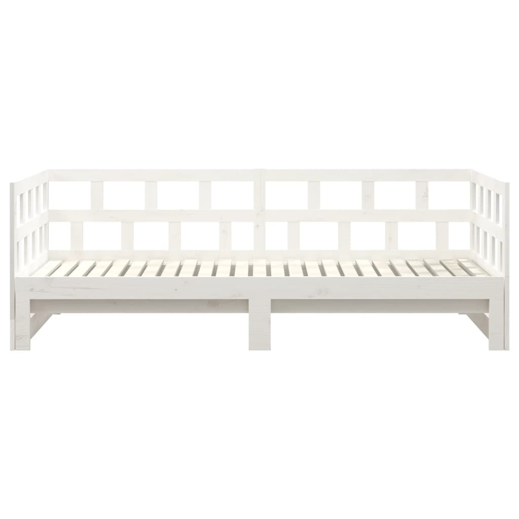 Slaapbank Uitschuifbaar Massief Grenenhout 2X(80X200) Cm 80 x 200 cm Wit