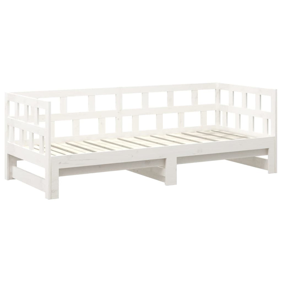 Slaapbank Uitschuifbaar Massief Grenenhout 2X(80X200) Cm 80 x 200 cm Wit