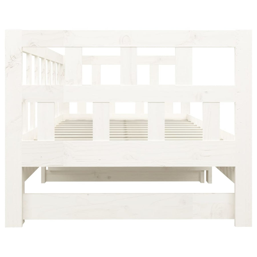 Slaapbank Uitschuifbaar Massief Grenenhout 2X(80X200) Cm 80 x 200 cm Wit