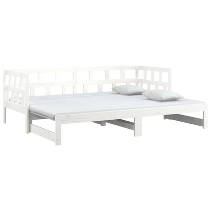 Slaapbank Uitschuifbaar Massief Grenenhout 2X(90X190) Cm 90 x 190 cm Wit