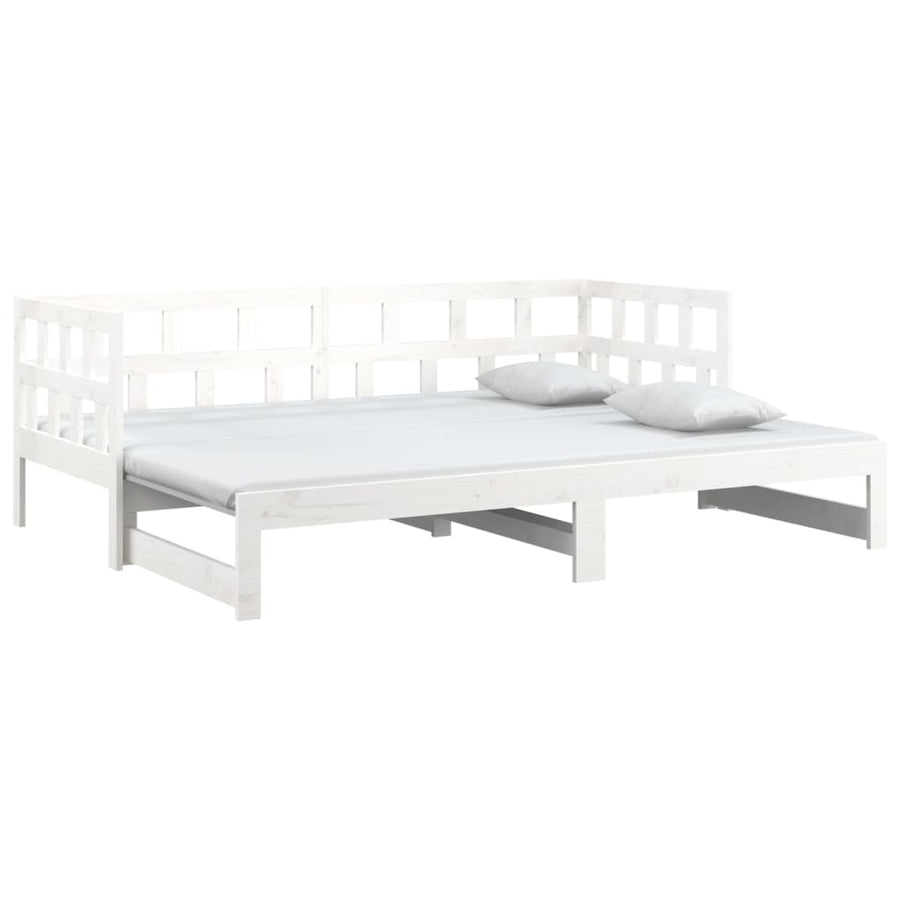 Slaapbank Uitschuifbaar Massief Grenenhout 2X(90X190) Cm 90 x 190 cm Wit