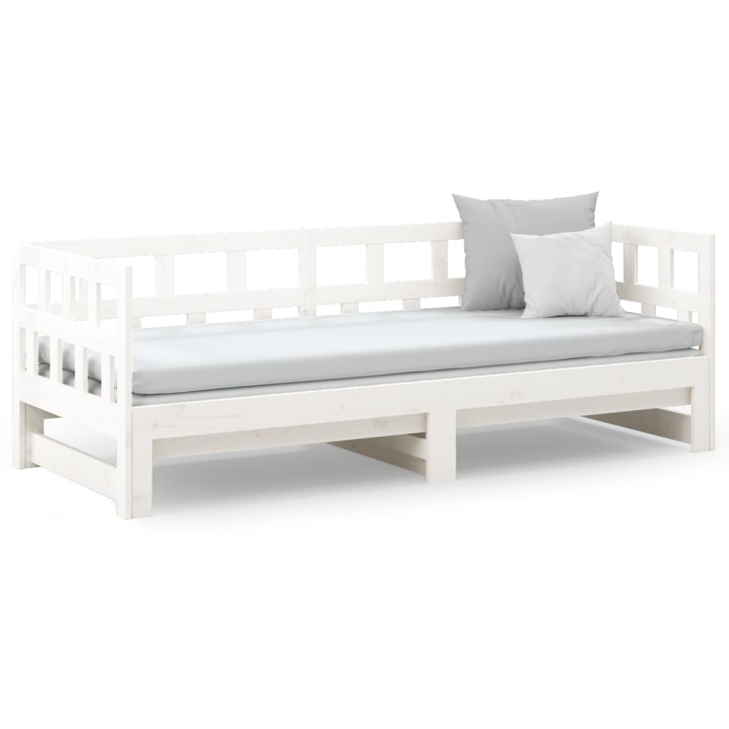 Slaapbank Uitschuifbaar Massief Grenenhout 2X(90X190) Cm 90 x 190 cm Wit