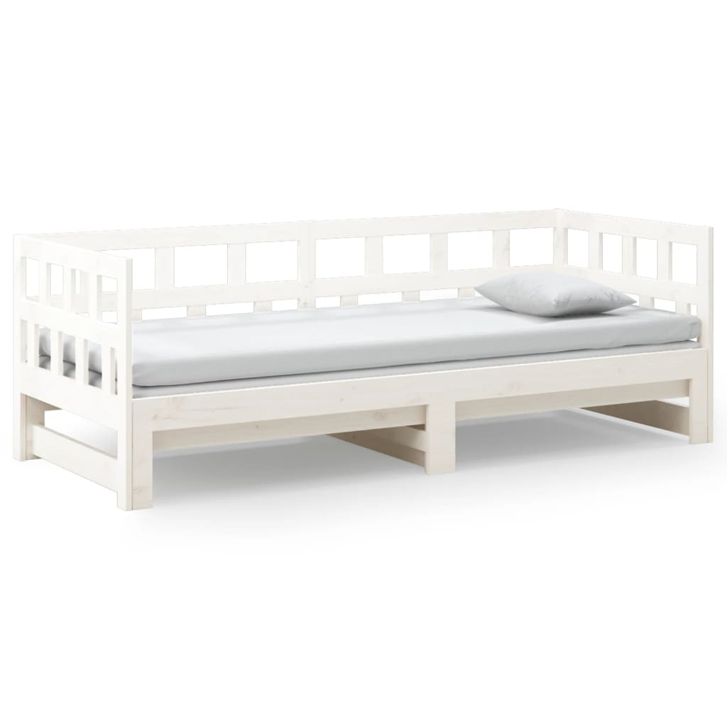 Slaapbank Uitschuifbaar Massief Grenenhout 2X(90X190) Cm 90 x 190 cm Wit