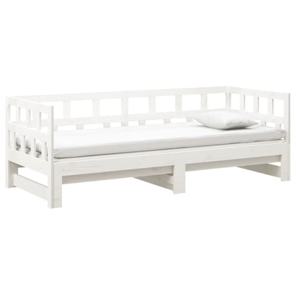 Slaapbank Uitschuifbaar Massief Grenenhout 2X(90X190) Cm 90 x 190 cm Wit