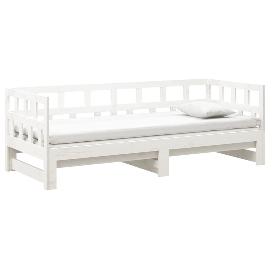 Slaapbank Uitschuifbaar Massief Grenenhout 2X(90X190) Cm 90 x 190 cm Wit