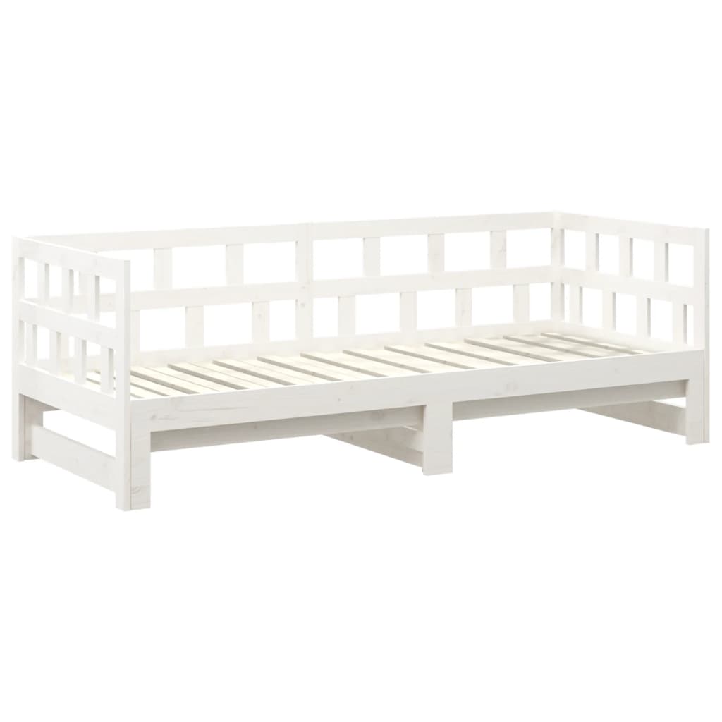 Slaapbank Uitschuifbaar Massief Grenenhout 2X(90X190) Cm 90 x 190 cm Wit