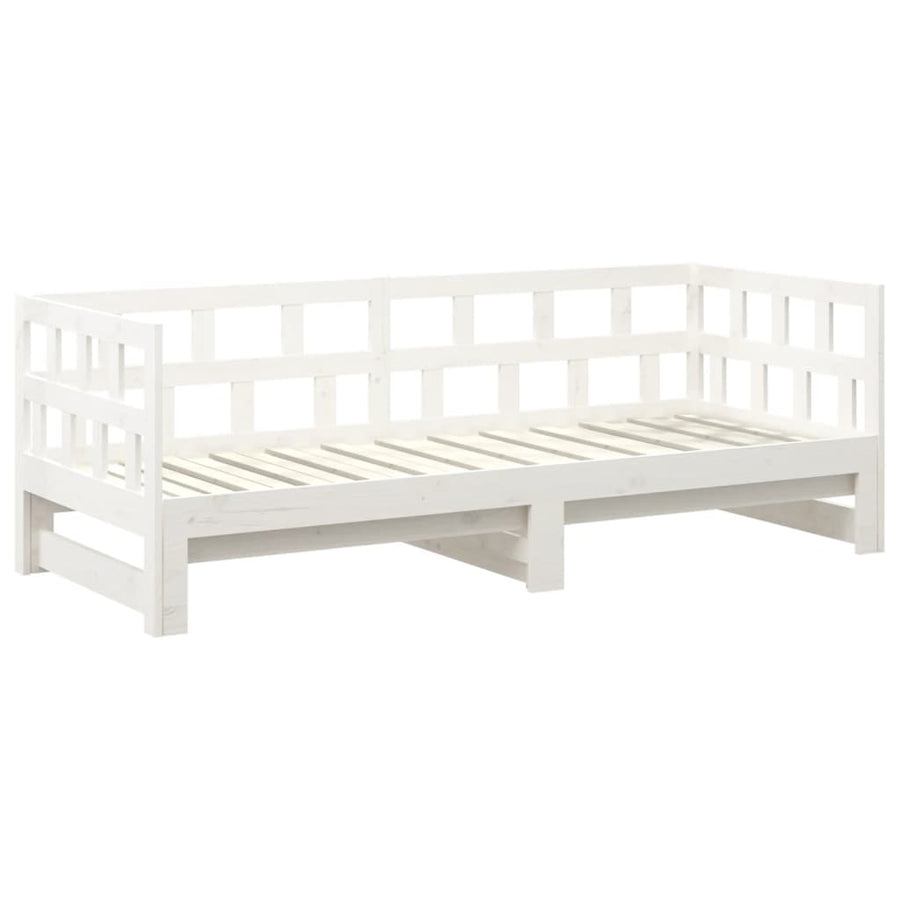 Slaapbank Uitschuifbaar Massief Grenenhout 2X(90X190) Cm 90 x 190 cm Wit