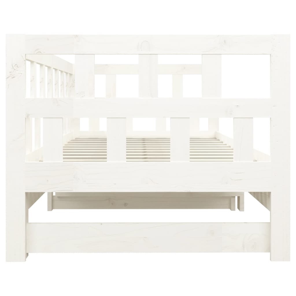 Slaapbank Uitschuifbaar Massief Grenenhout 2X(90X190) Cm 90 x 190 cm Wit