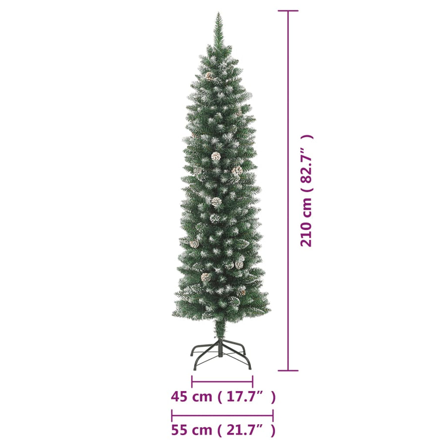 Kunstkerstboom Smal Met Standaard 20 Cm Pvc 210 x 55 cm